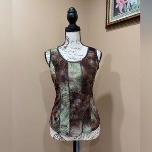 Sere Nade New York Paisley Tank Top Brown Sage Green Size Small Y2K